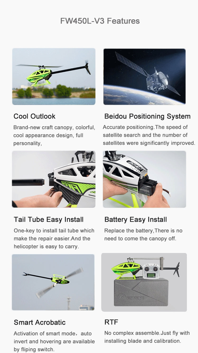 Fly Wing FW450L V3 GPS 3D 6CH Remote Control RC RTF Helicopter image 11