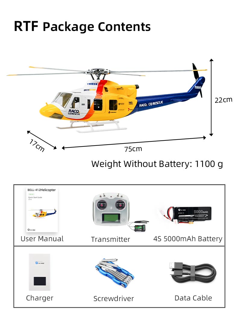 Bell-412 “ACE” Version 6CH GPS ATT Hovering Auto Return RC RTF Helicopter