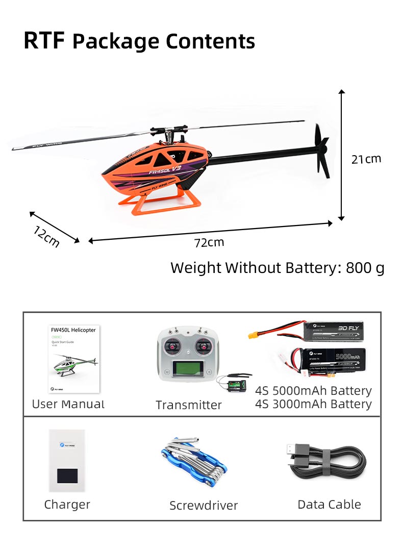 FW450L ACE GPS/ATT/ACRO H1 GPS/3D 6CH Remote Control RC RTF Helicopter