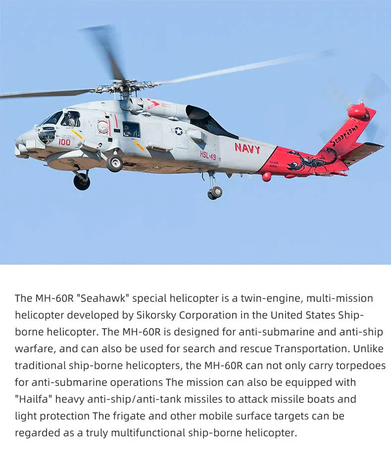 MH-60R Seahawk GPS Scale RC Helicopter 470L Size W/ ACE Flight Controller (RTF) - Navy Grey