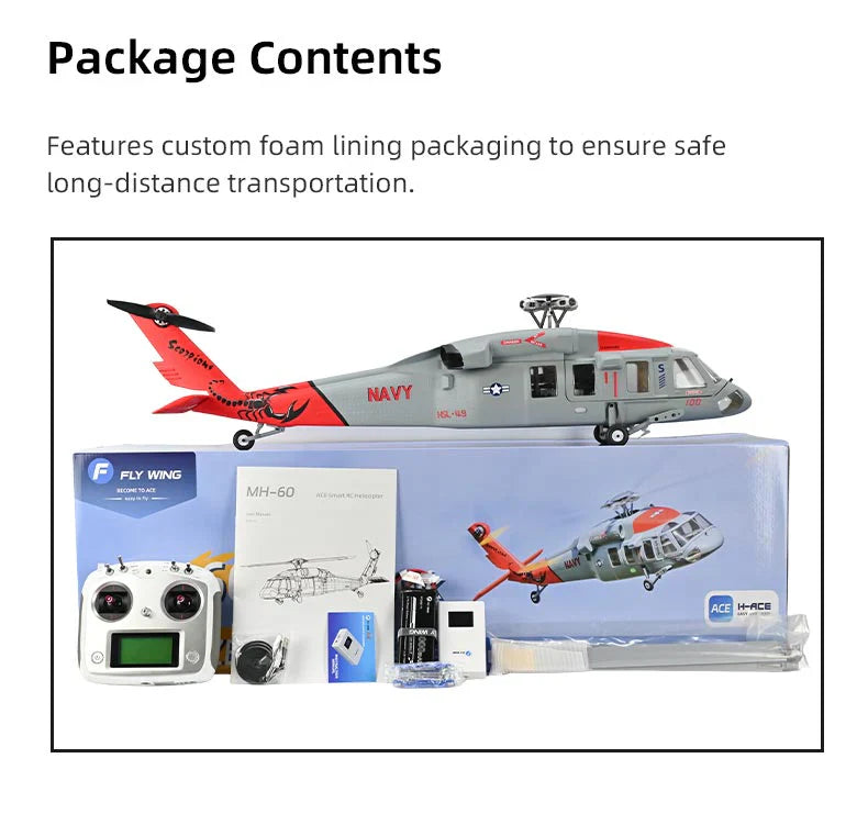 MH-60R Seahawk GPS Scale RC Helicopter 470L Size W/ ACE Flight Controller (RTF) - Navy Grey