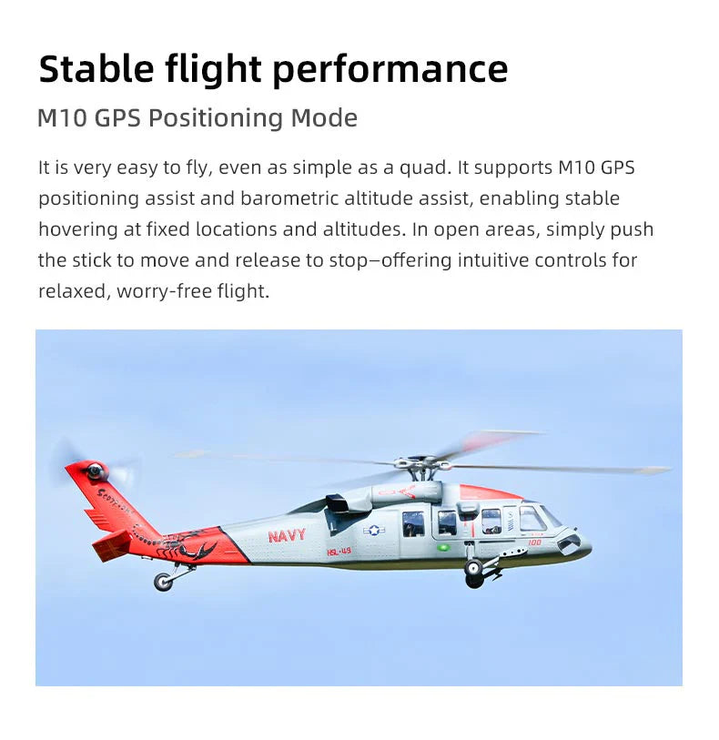 MH-60R Seahawk GPS Scale RC Helicopter 470L Size W/ ACE Flight Controller (RTF) - Navy Grey